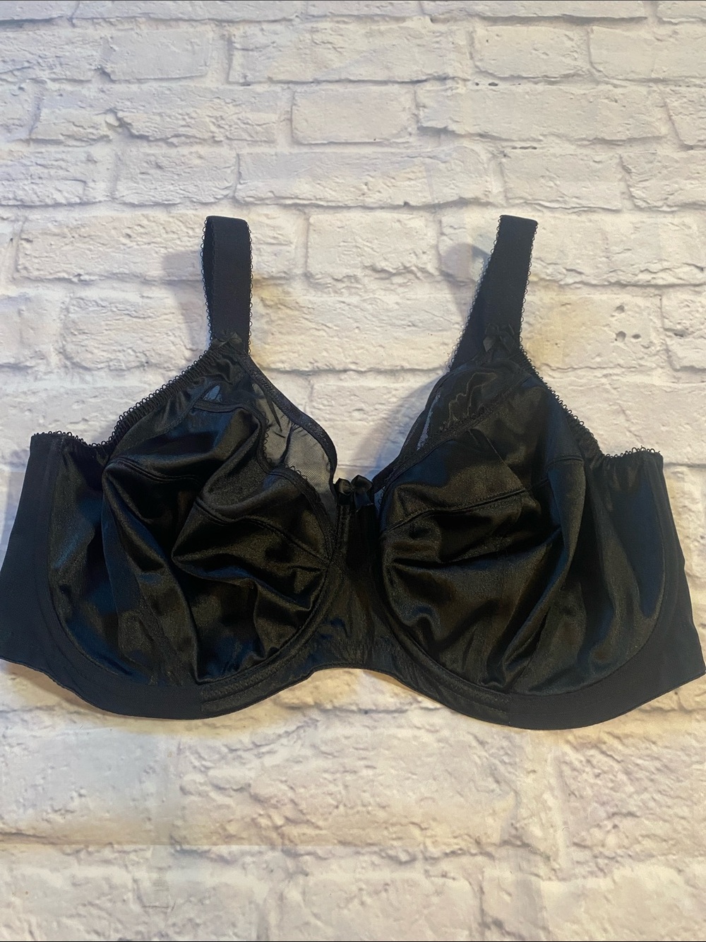 Goddess Keira Banded Underwire Bra Black Satin Full-Coverage Size 38H #GD6090